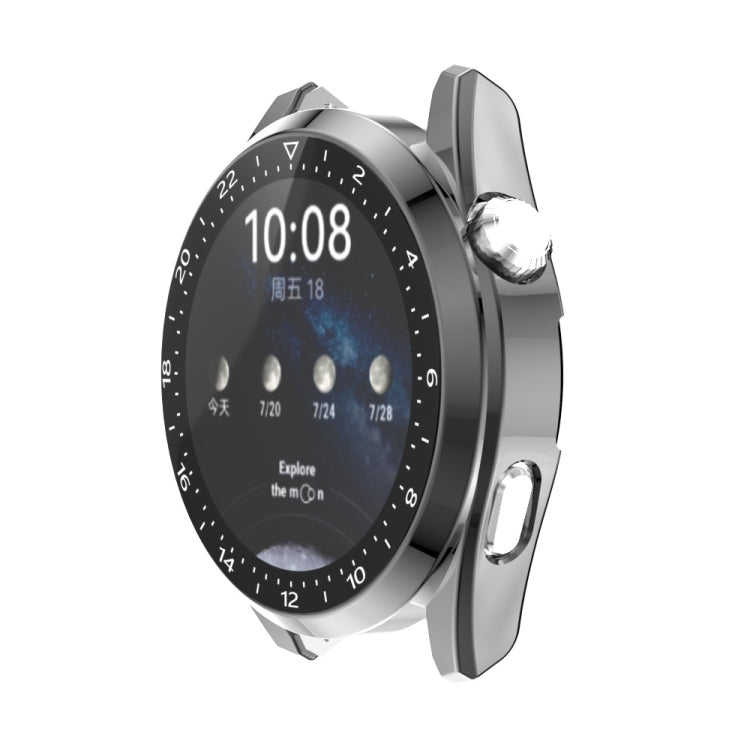 For Huawei Watch 3 Pro Scale Electroplated PC + Tempered Glass Watch Case