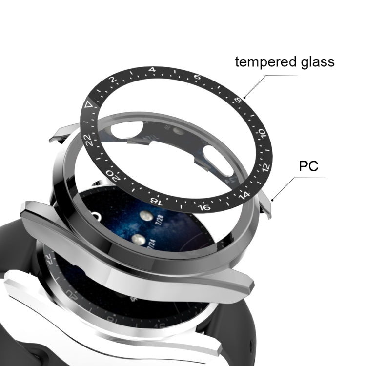 For Huawei Watch 3 Pro Scale Electroplated PC + Tempered Glass Watch Case