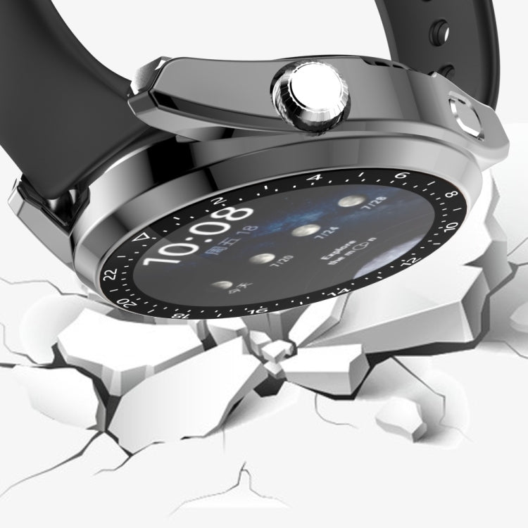 For Huawei Watch 3 Pro Scale Electroplated PC + Tempered Glass Watch Case