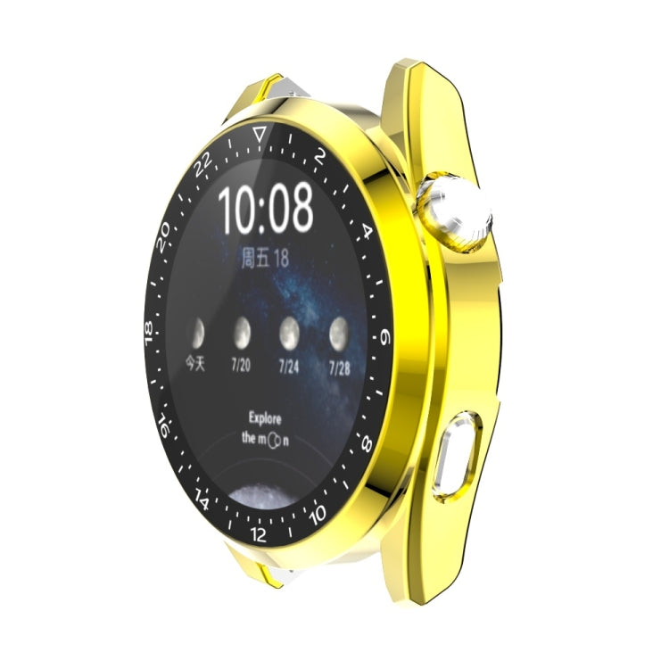 For Huawei Watch 3 Pro Scale Electroplated PC + Tempered Glass Watch Case