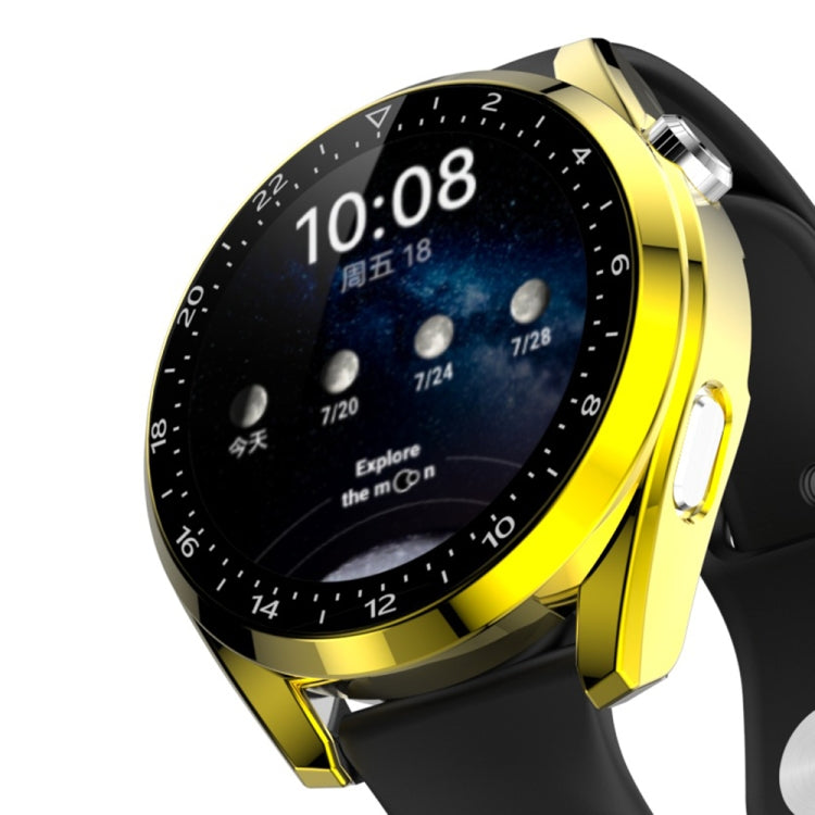For Huawei Watch 3 Pro Scale Electroplated PC + Tempered Glass Watch Case