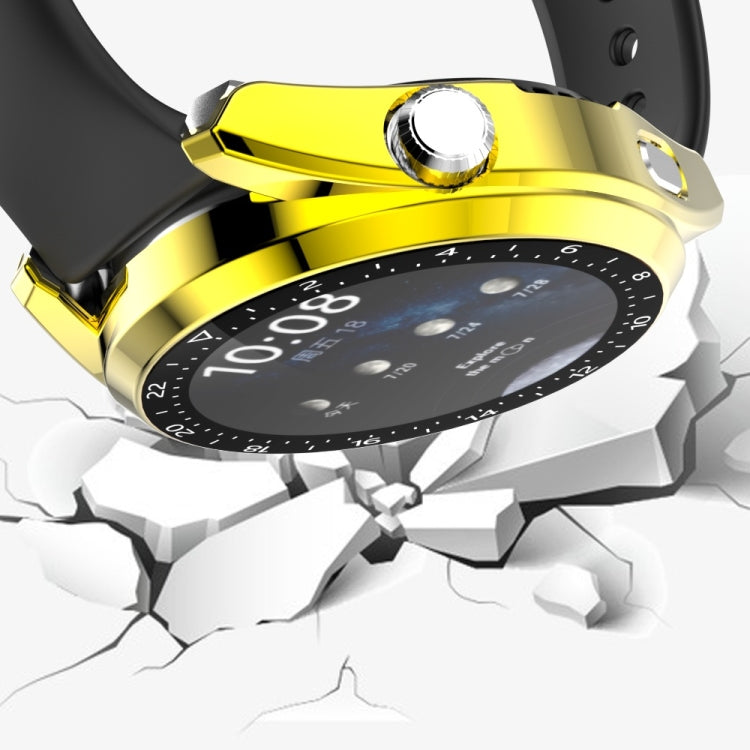 For Huawei Watch 3 Pro Scale Electroplated PC + Tempered Glass Watch Case