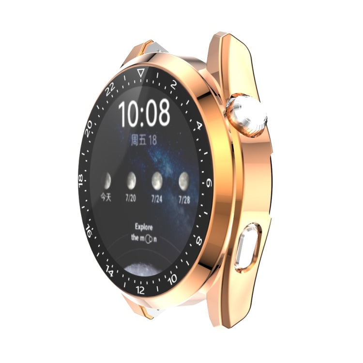 For Huawei Watch 3 Pro Scale Electroplated PC + Tempered Glass Watch Case