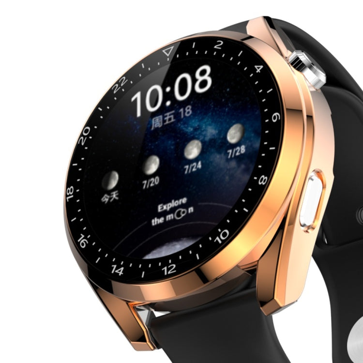 For Huawei Watch 3 Pro Scale Electroplated PC + Tempered Glass Watch Case
