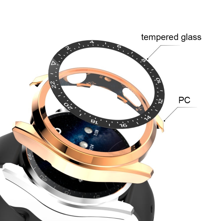 For Huawei Watch 3 Pro Scale Electroplated PC + Tempered Glass Watch Case
