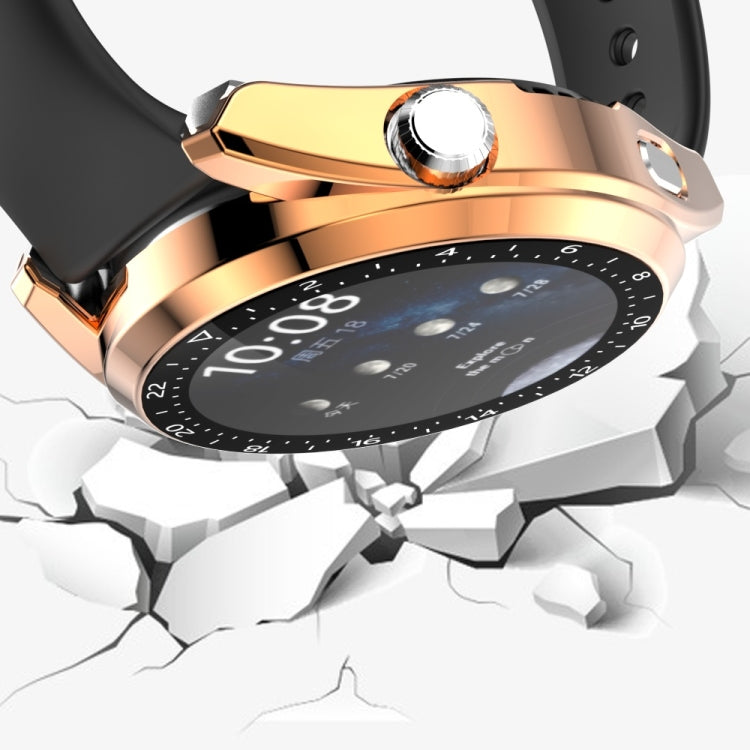 For Huawei Watch 3 Pro Scale Electroplated PC + Tempered Glass Watch Case
