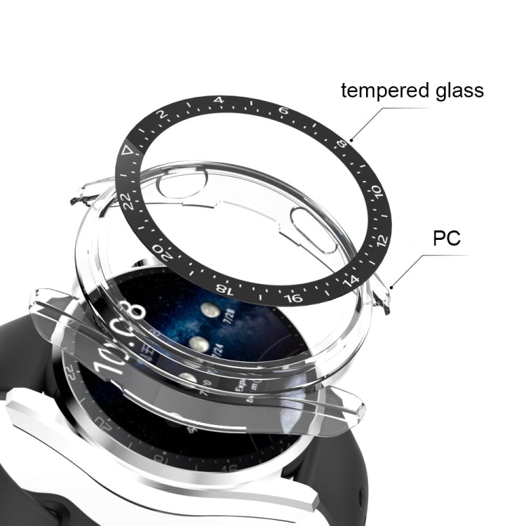 For Huawei Watch 3 Pro Scale Electroplated PC + Tempered Glass Watch Case