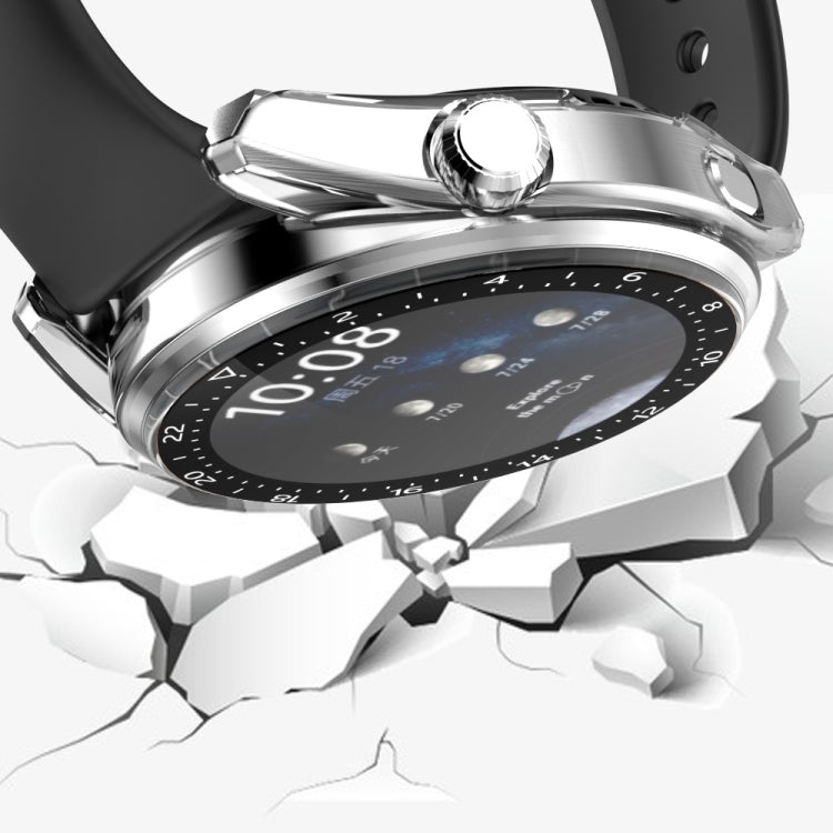 For Huawei Watch 3 Pro Scale Electroplated PC + Tempered Glass Watch Case