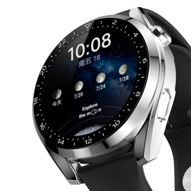 For Huawei Watch 3 Pro Scale Electroplated PC + Tempered Glass Watch Case