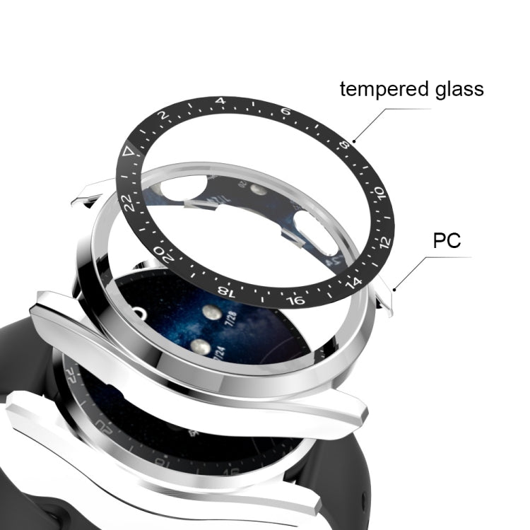 For Huawei Watch 3 Pro Scale Electroplated PC + Tempered Glass Watch Case