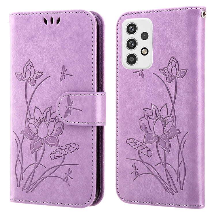For Samsung Galaxy A53 5G Lotus Embossed Flip Leather Phone Case