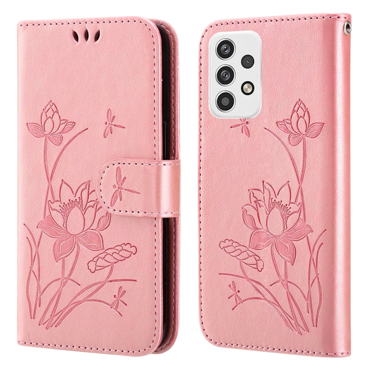 For Samsung Galaxy A53 5G Lotus Embossed Flip Leather Phone Case