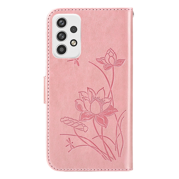 For Samsung Galaxy A53 5G Lotus Embossed Flip Leather Phone Case