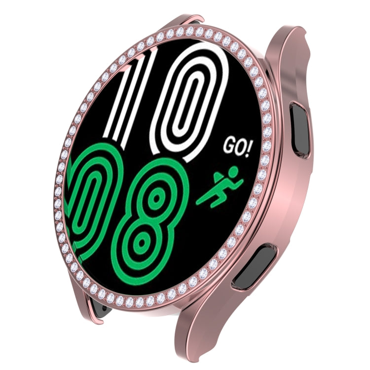 For Samsung Galaxy Watch4 44mm Single Row Diamond Hollowed PC Watch Case