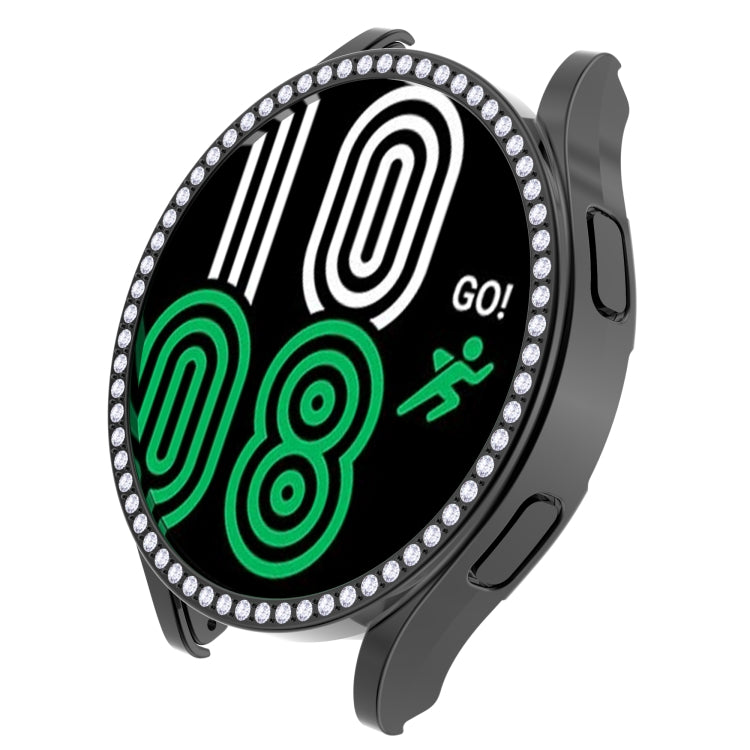 For Samsung Galaxy Watch4 44mm Single Row Diamond Hollowed PC Watch Case