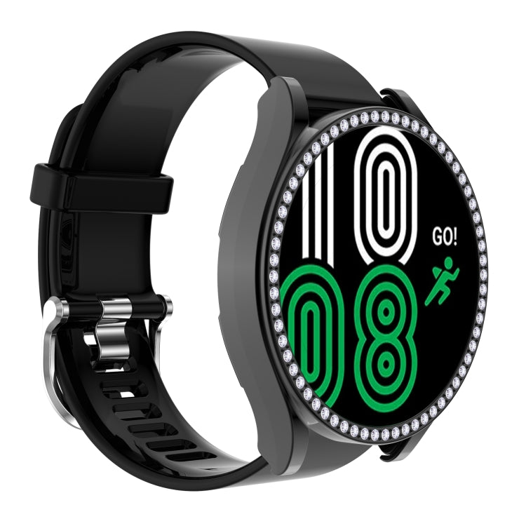 For Samsung Galaxy Watch4 44mm Single Row Diamond Hollowed PC Watch Case