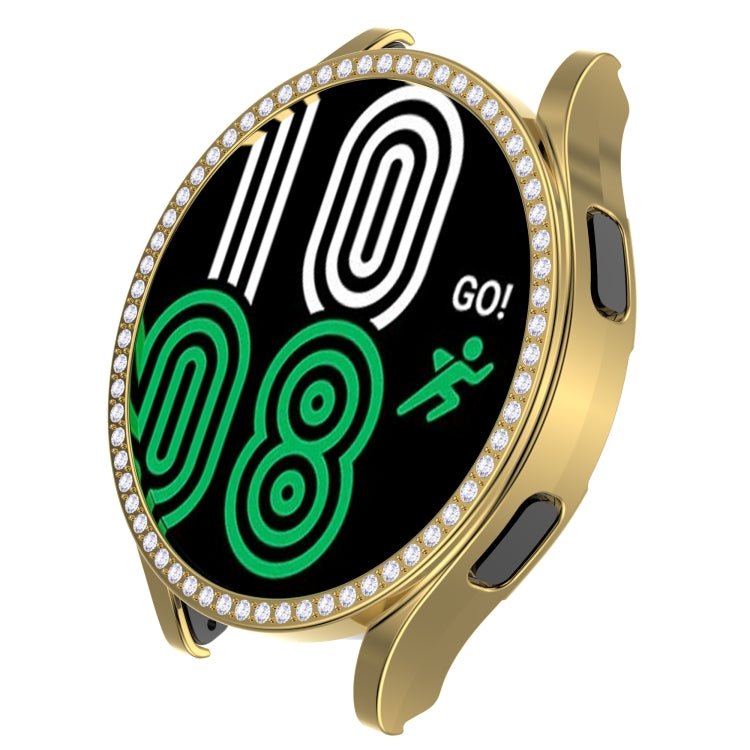For Samsung Galaxy Watch4 44mm Single Row Diamond Hollowed PC Watch Case