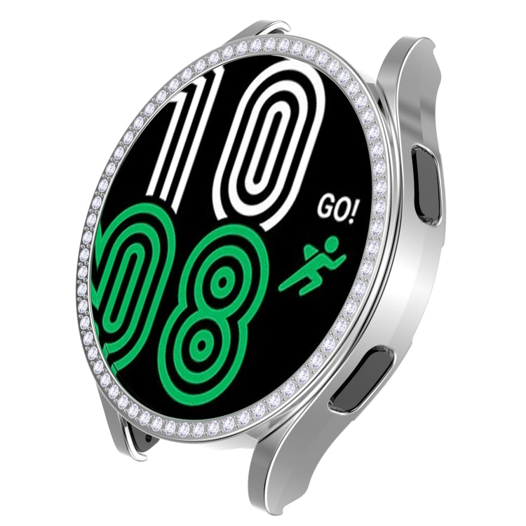 For Samsung Galaxy Watch4 44mm Single Row Diamond Hollowed PC Watch Case