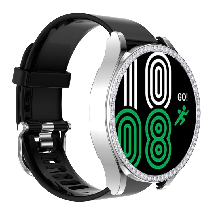 For Samsung Galaxy Watch4 44mm Single Row Diamond Hollowed PC Watch Case