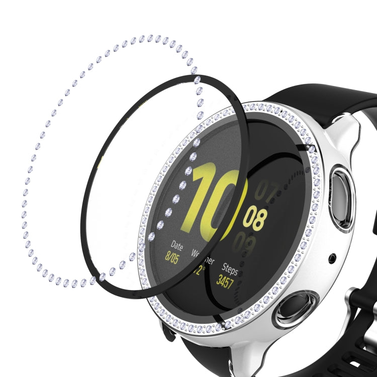 For Samsung Galaxy Watch Active 2 40mm Single Row Diamond Two-color PC+Tempered Glass Watch Case