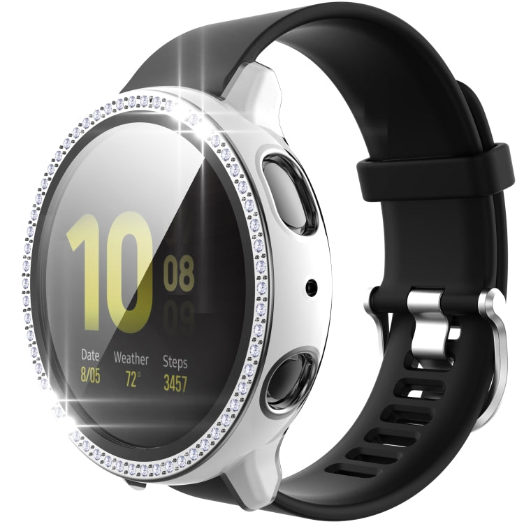 For Samsung Galaxy Watch Active 2 40mm Single Row Diamond Two-color PC+Tempered Glass Watch Case