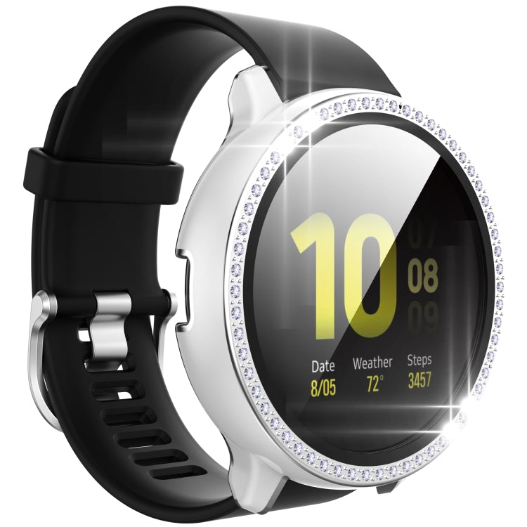 For Samsung Galaxy Watch Active 2 40mm Single Row Diamond Two-color PC+Tempered Glass Watch Case