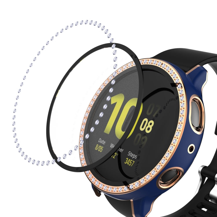 For Samsung Galaxy Watch Active 2 40mm Single Row Diamond Two-color PC+Tempered Glass Watch Case