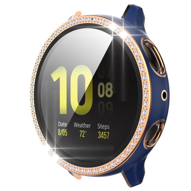 For Samsung Galaxy Watch Active 2 40mm Single Row Diamond Two-color PC+Tempered Glass Watch Case