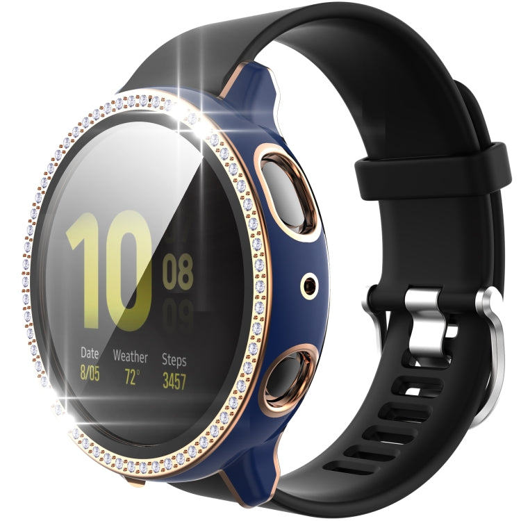 For Samsung Galaxy Watch Active 2 40mm Single Row Diamond Two-color PC+Tempered Glass Watch Case