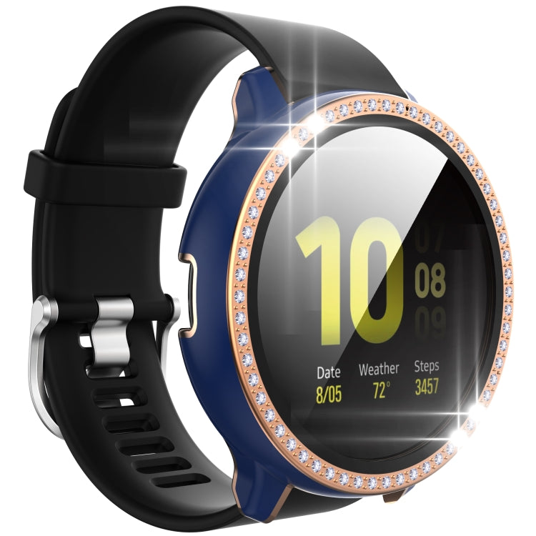 For Samsung Galaxy Watch Active 2 40mm Single Row Diamond Two-color PC+Tempered Glass Watch Case