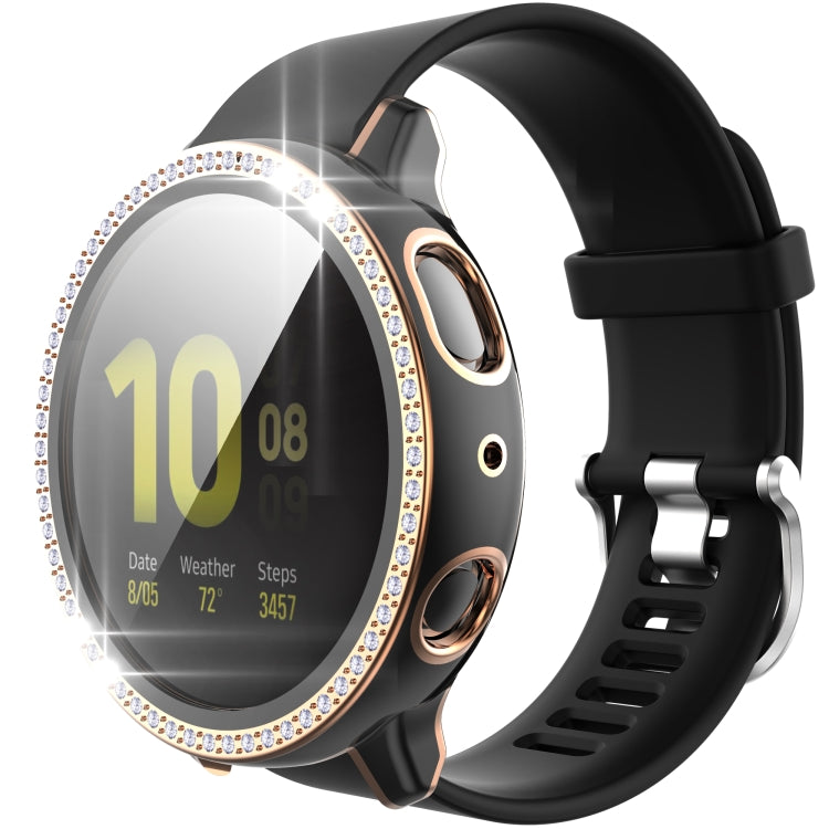 For Samsung Galaxy Watch Active 2 40mm Single Row Diamond Two-color PC+Tempered Glass Watch Case