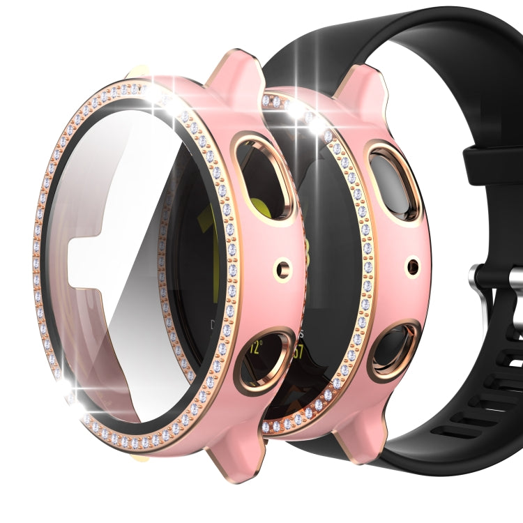 For Samsung Galaxy Watch Active 2 44mm Single Row Diamond Two-color PC+Tempered Glass Watch Case