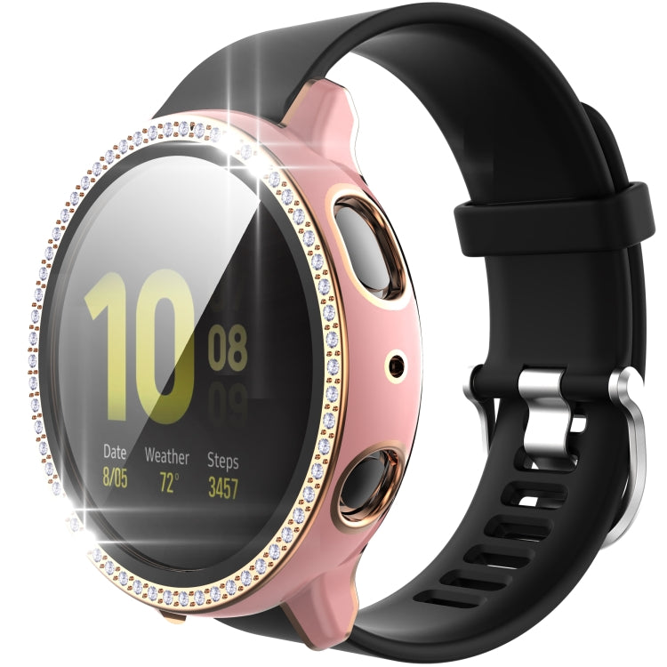 For Samsung Galaxy Watch Active 2 44mm Single Row Diamond Two-color PC+Tempered Glass Watch Case