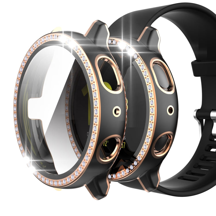 For Samsung Galaxy Watch Active 2 44mm Single Row Diamond Two-color PC+Tempered Glass Watch Case