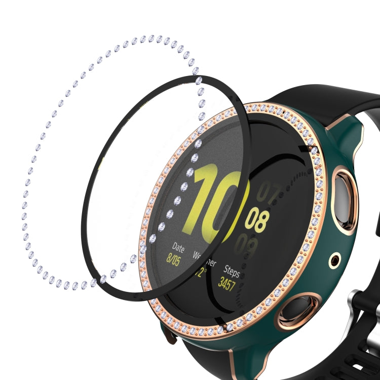 For Samsung Galaxy Watch Active 2 44mm Single Row Diamond Two-color PC+Tempered Glass Watch Case