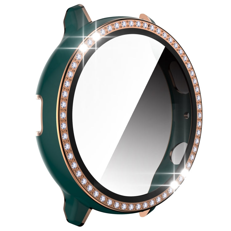 For Samsung Galaxy Watch Active 2 44mm Single Row Diamond Two-color PC+Tempered Glass Watch Case