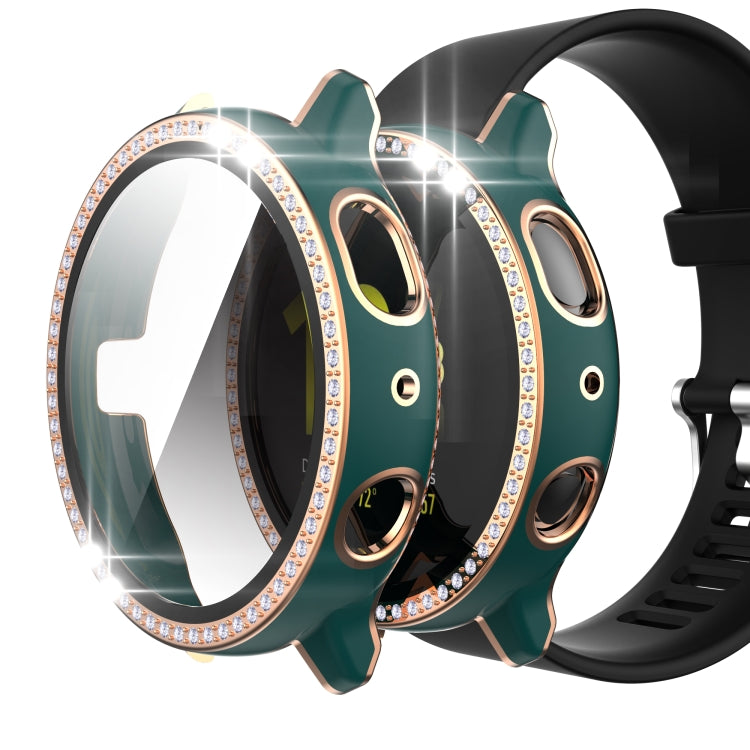 For Samsung Galaxy Watch Active 2 44mm Single Row Diamond Two-color PC+Tempered Glass Watch Case