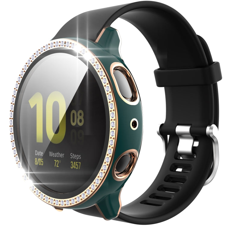 For Samsung Galaxy Watch Active 2 44mm Single Row Diamond Two-color PC+Tempered Glass Watch Case