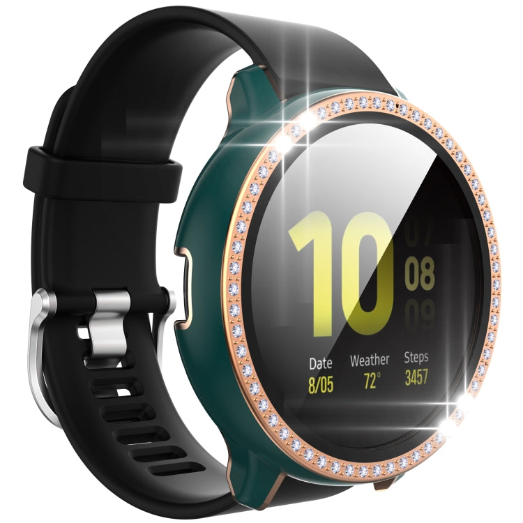 For Samsung Galaxy Watch Active 2 44mm Single Row Diamond Two-color PC+Tempered Glass Watch Case