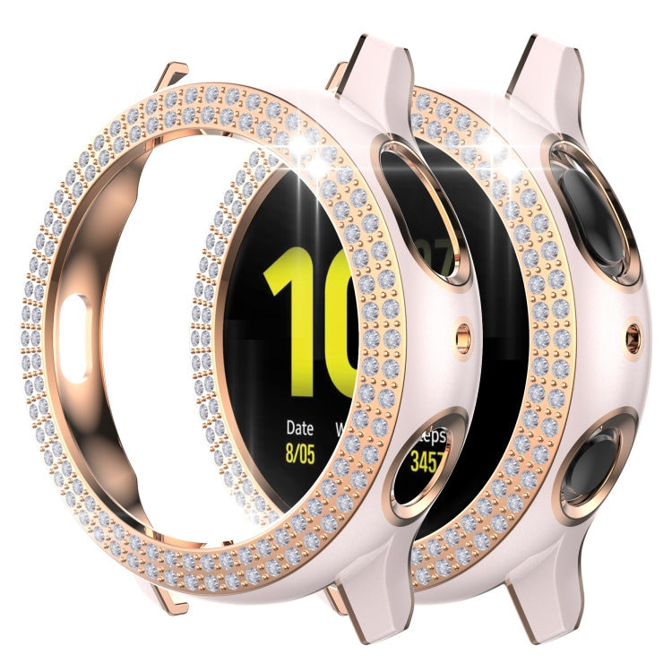 For Samsung Galaxy Watch Active 2 40mm Double-Row Diamond Two-color Electroplating PC Watch Case