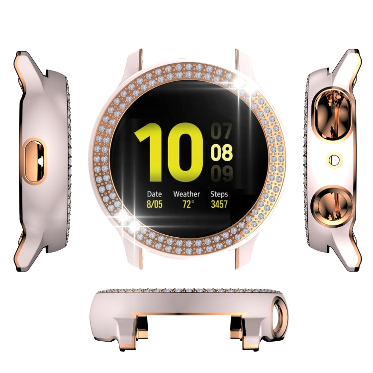 For Samsung Galaxy Watch Active 2 44mm Double-Row Diamond Two-color Electroplating PC Watch Case