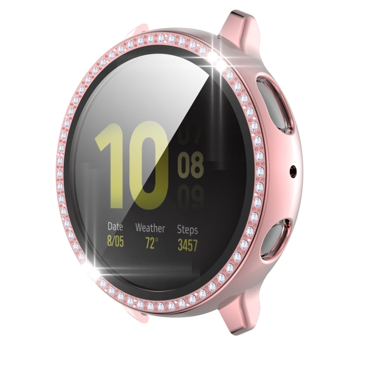For Samsung Galaxy Watch Active 2 40mm Single Row Diamond Electroplated PC+Tempered Glass Watch Case