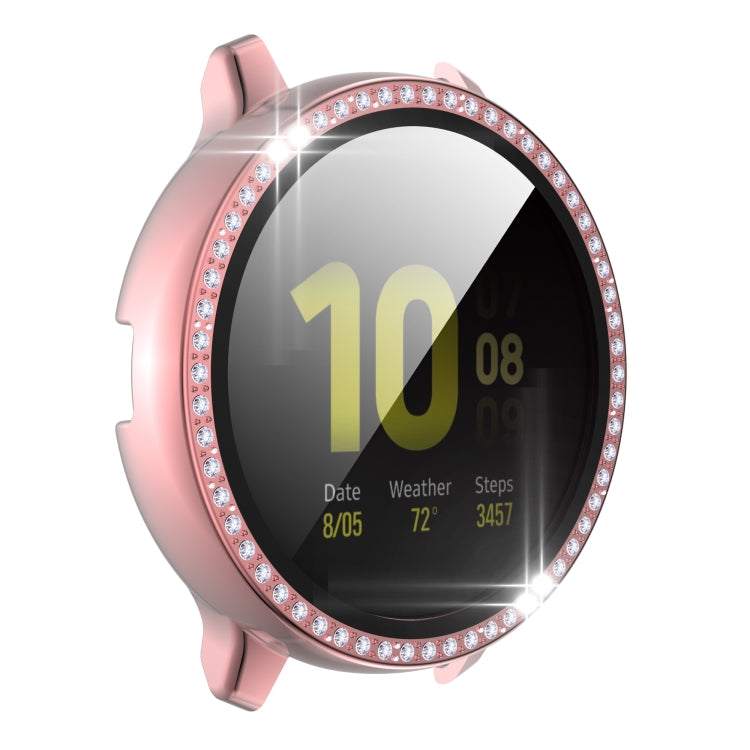 For Samsung Galaxy Watch Active 2 40mm Single Row Diamond Electroplated PC+Tempered Glass Watch Case