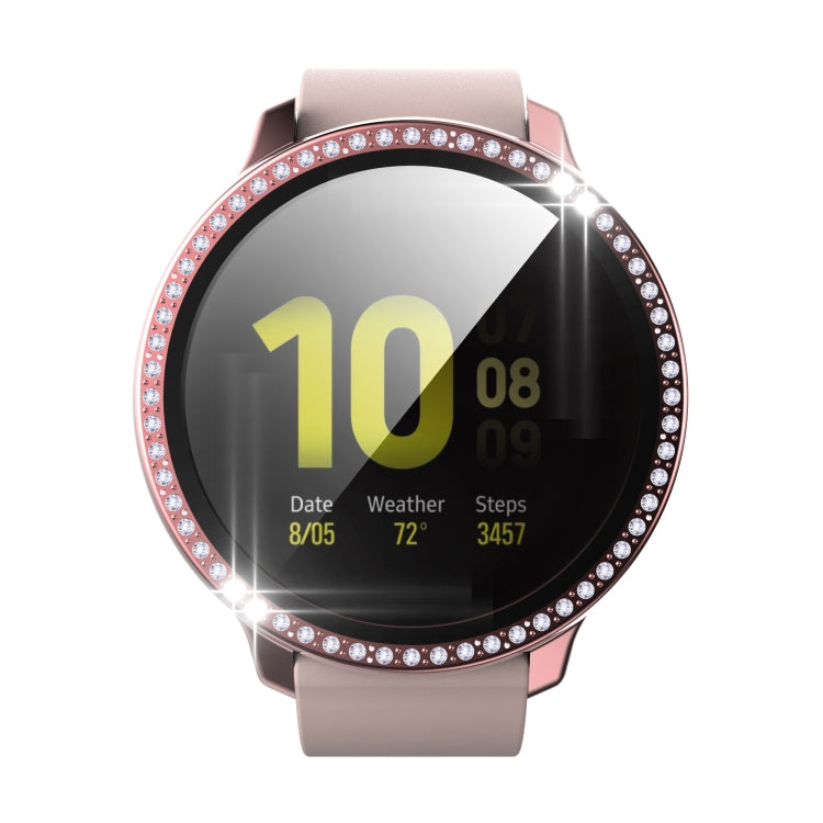 For Samsung Galaxy Watch Active 2 40mm Single Row Diamond Electroplated PC+Tempered Glass Watch Case