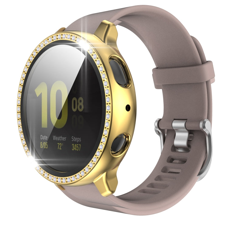 For Samsung Galaxy Watch Active 2 40mm Single Row Diamond Electroplated PC+Tempered Glass Watch Case