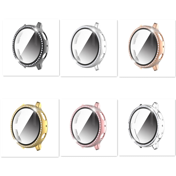 For Samsung Galaxy Watch Active 2 40mm Single Row Diamond Electroplated PC+Tempered Glass Watch Case