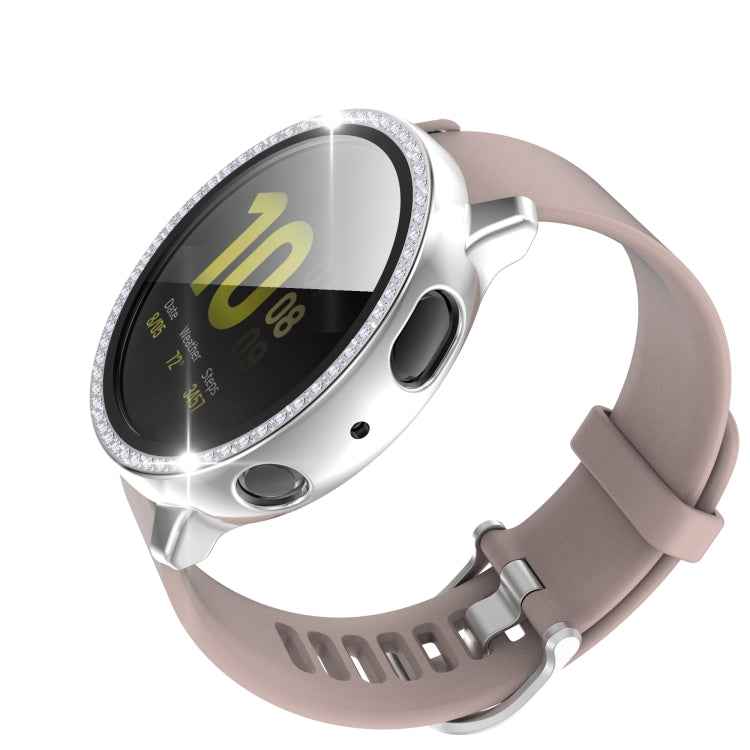 For Samsung Galaxy Watch Active 2 40mm Single Row Diamond Electroplated PC+Tempered Glass Watch Case