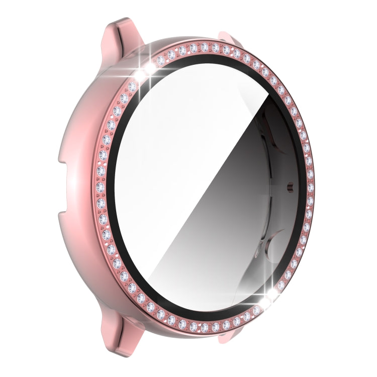 For Samsung Galaxy Watch Active 2 44mm Single Row Diamond Electroplated PC+Tempered Glass Watch Case