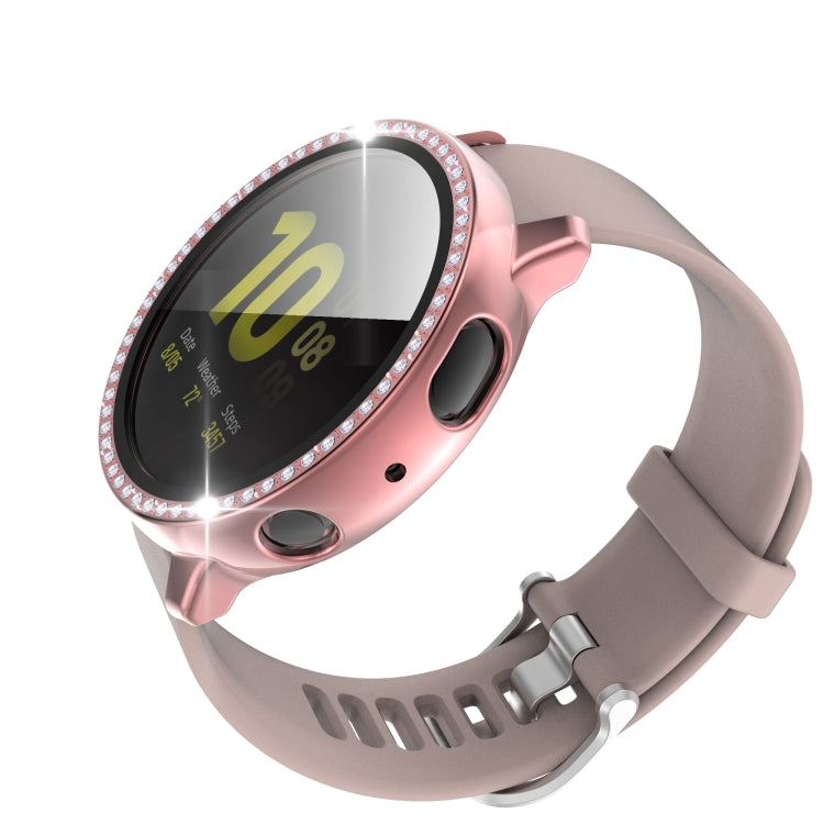 For Samsung Galaxy Watch Active 2 44mm Single Row Diamond Electroplated PC+Tempered Glass Watch Case