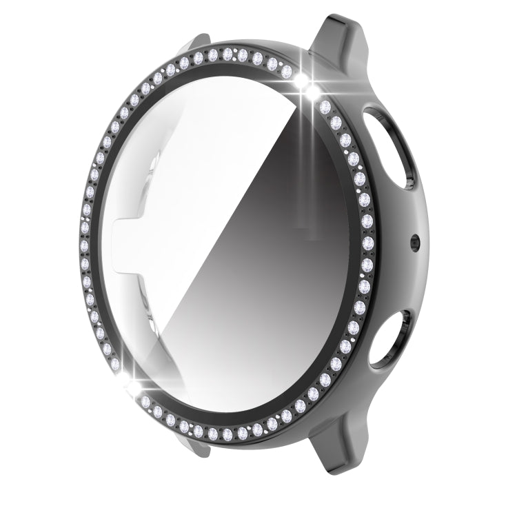 For Samsung Galaxy Watch Active 2 44mm Single Row Diamond Electroplated PC+Tempered Glass Watch Case